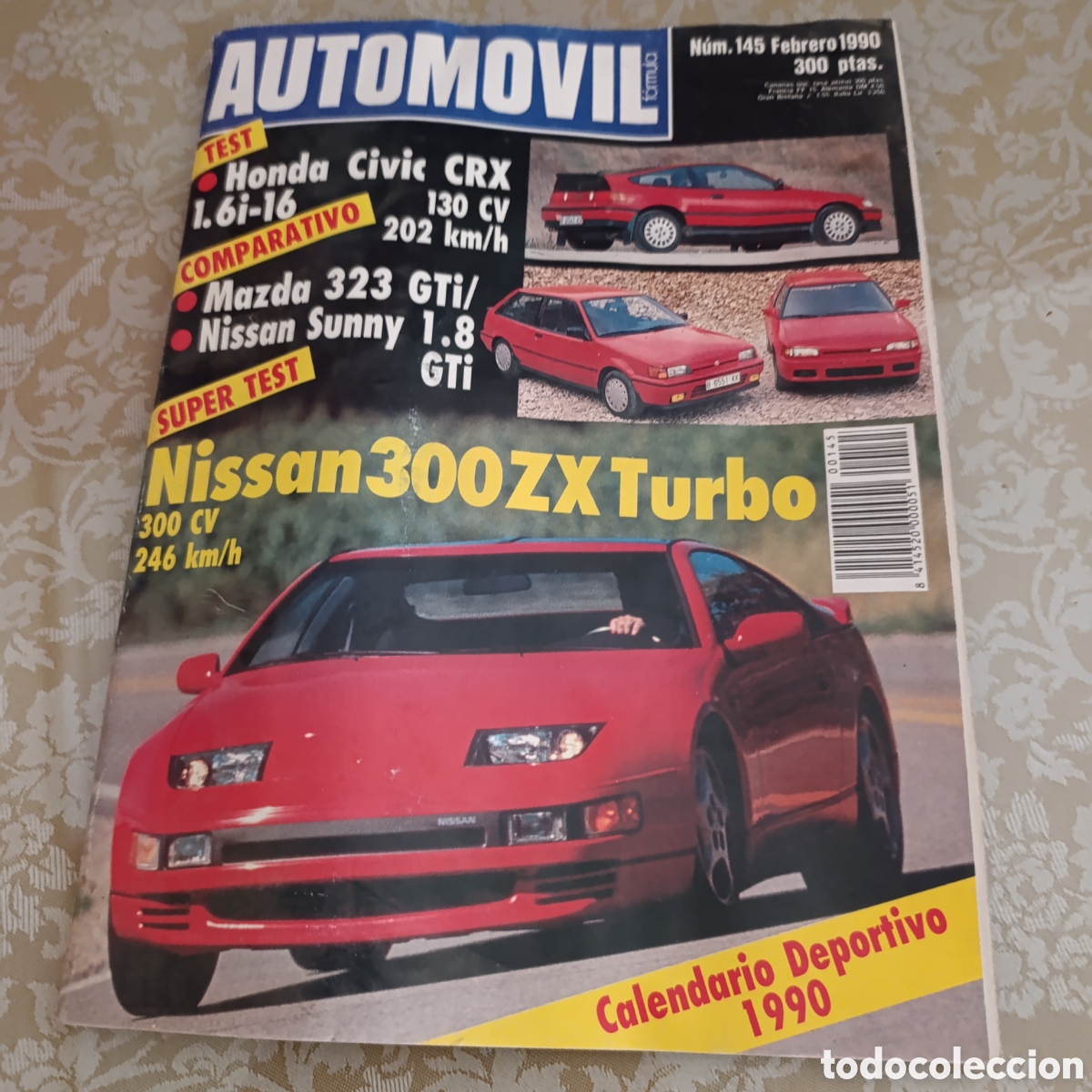 Coches: Revista Autom&oacute;vil, n&uacute;mero 145, publicada en febrero de 1990.Nissan 300zx,Mazda 323,Paris Dakar
