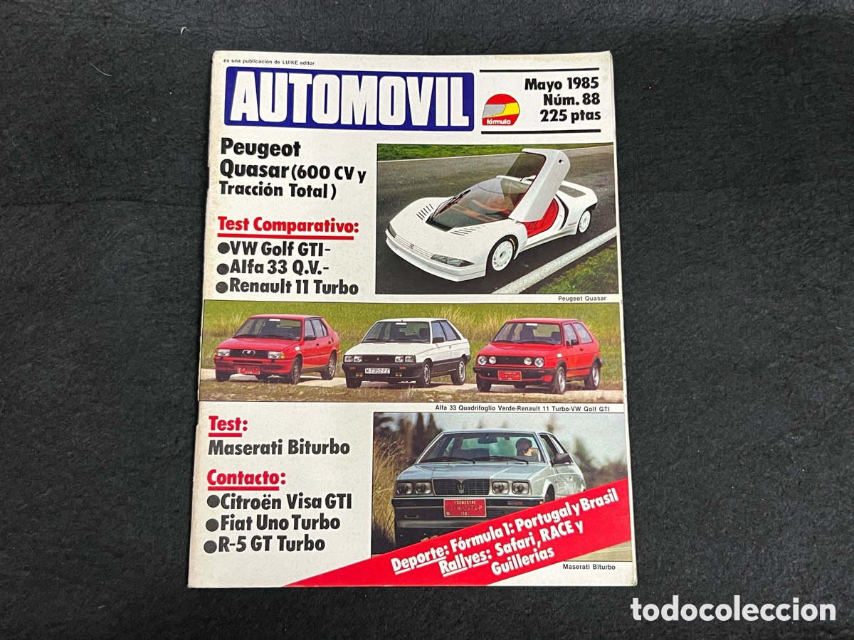 Coches: REVISTA AUTOMOVIL FORMULA N&Uacute;MERO 88 MAYO 1985 VW GOLF GTI FIAT UNO R5 GT VER SUMARIO.