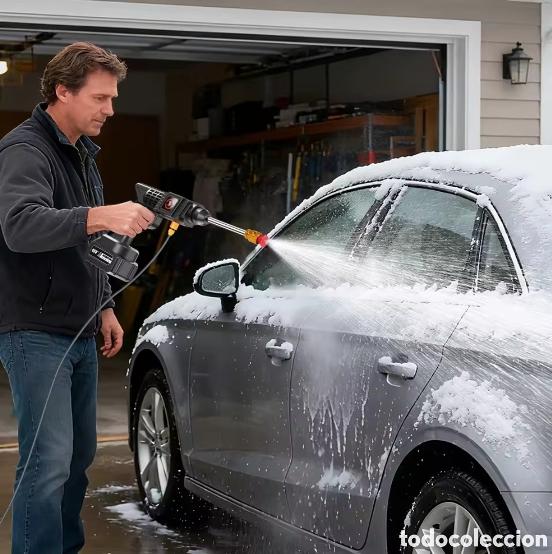 Coches: Lavadora de coches inal&aacute;mbrica de alta presi&oacute;n con pistola de agua y generador de espuma para limpie