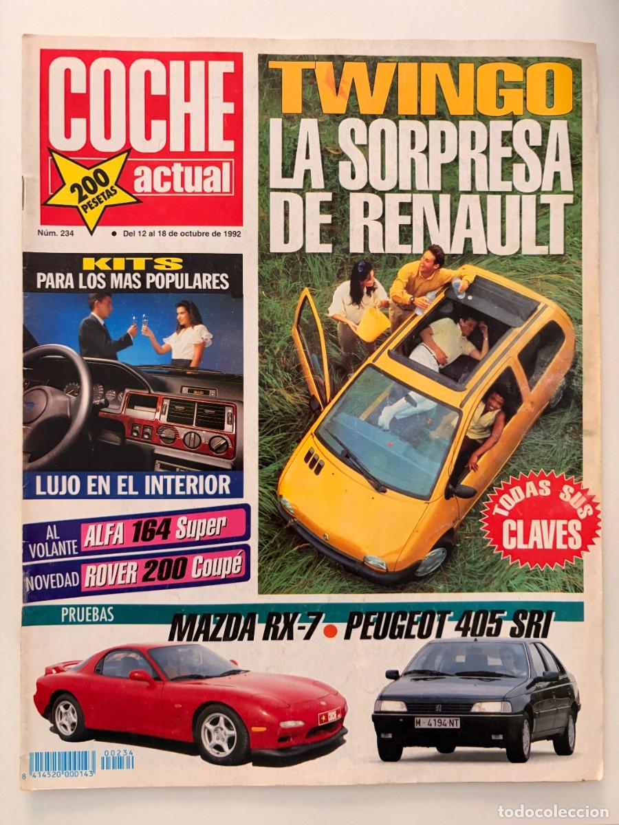 Coches: COCHE ACTUAL. N&ordm;. 234. OCTUBRE 1992. RENAULT TWINGO, MAZDA RX-7, PEUGEOT 405 SRI. LEER