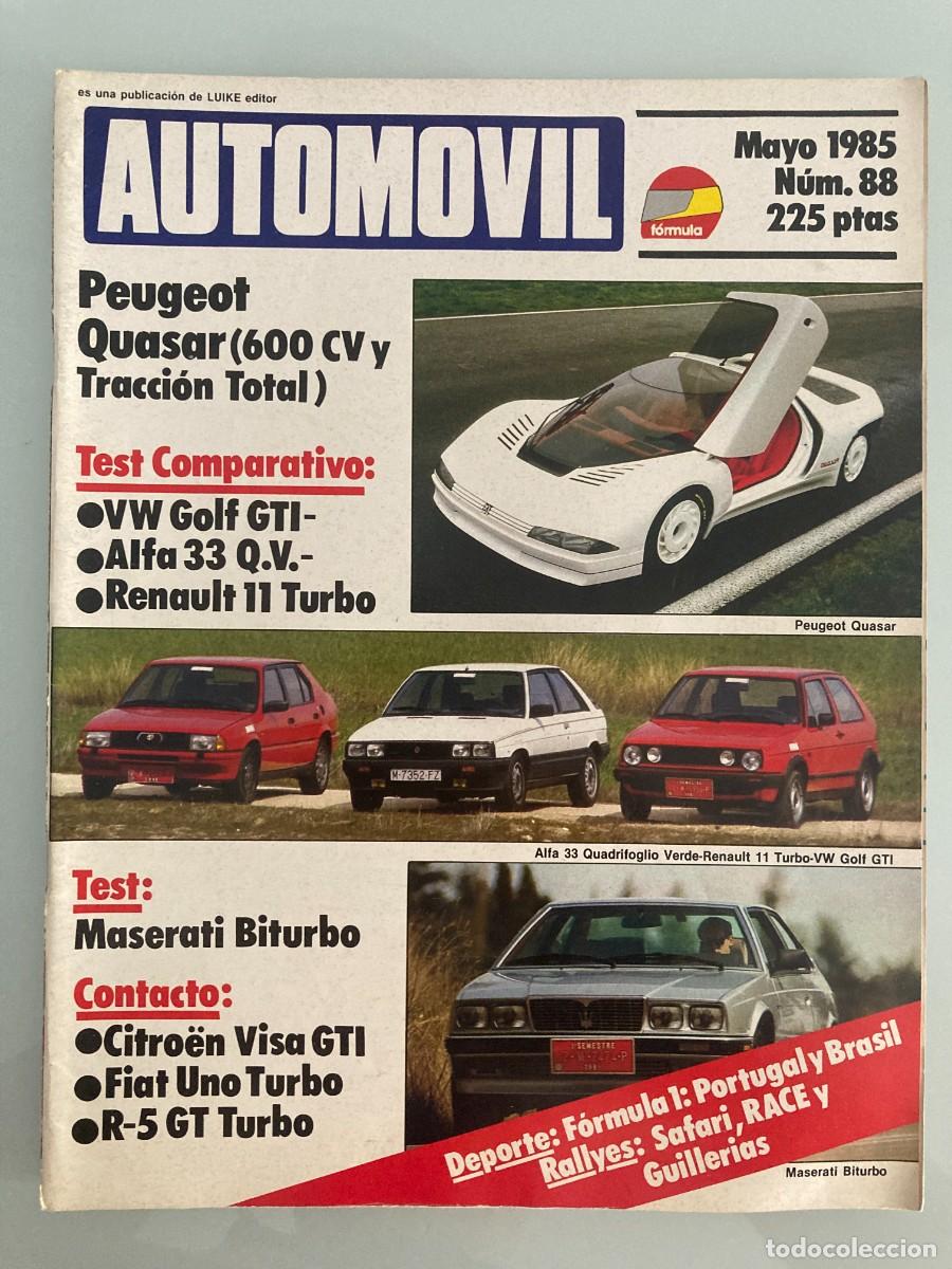 Coches: AUTOMOVIL 88 , MAYO 1985 , VOLKSWAGEN GOLF GTI, ALFA ROMEO 33 Q.V. , RENAULT 11 TURBO