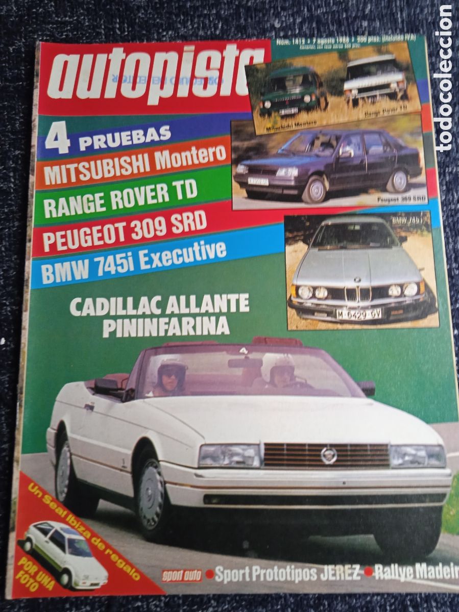 Coches: AUTOPISTA N&ordm; 1412 A&Ntilde;O 1986 - PEUGEOT 309 SRD. - BMW 745 EXECUTIVE.