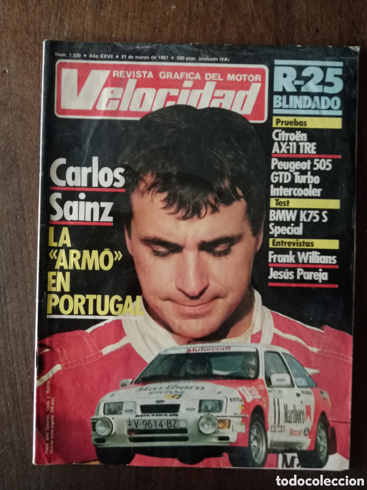 Coches: Revista velocidad n. 1330 de 1987 autom&oacute;vil Carlos sainz
