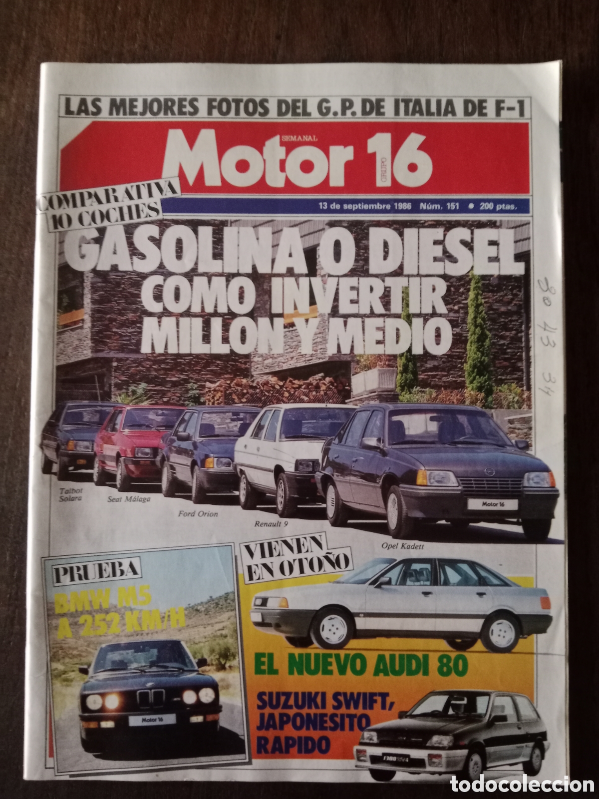 Coches: Revista motor 16 n. 151 de 1986 autom&oacute;vil