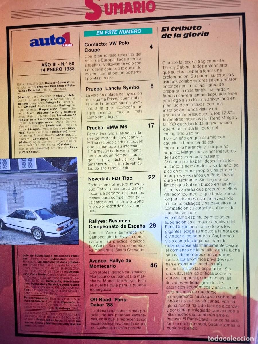 Coches: Revista Auto 1 N&ordm;50 de 1987 - Foto 2