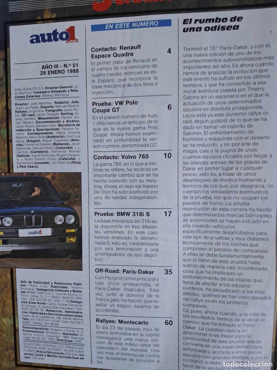 Coches: Revista Auto 1 N&ordm;51 de 1987 - Foto 3