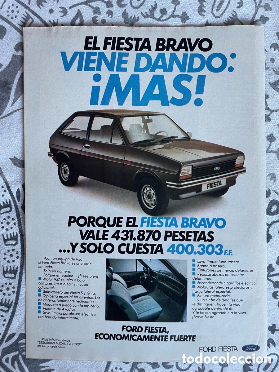 Coches: Publicidad Ford Fiesta Bravo / Hoja de revista
