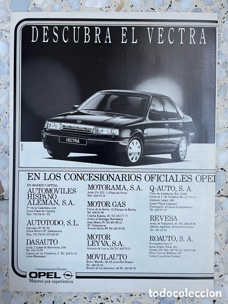 Coches: Publicidad Opel Vectra / Hoja de revista