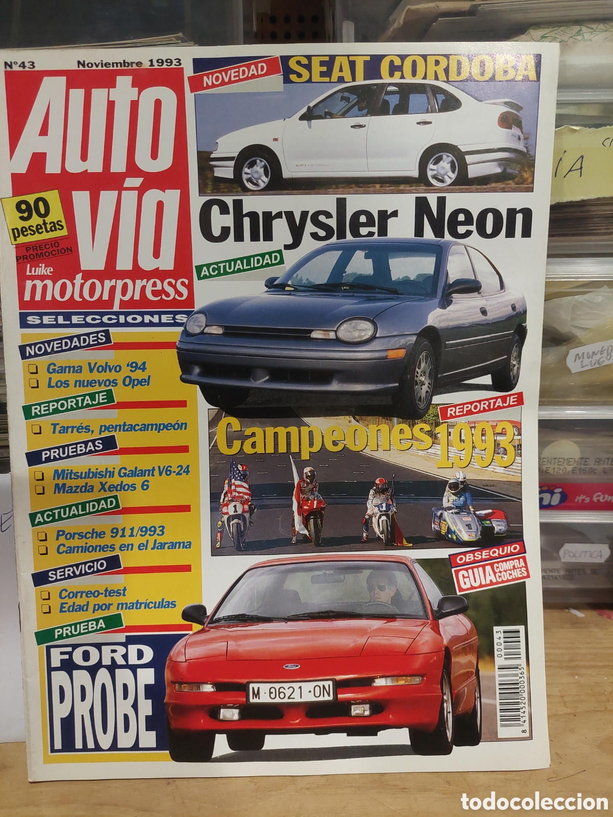 Coches: REVISTA AUTO PRESS 1993 N&Uacute;MERO 43 CHRYSLER NEON,FORD PROBE,VOLVO ,OPEL, MISUBICHI GALANT MAZDA XEDOS