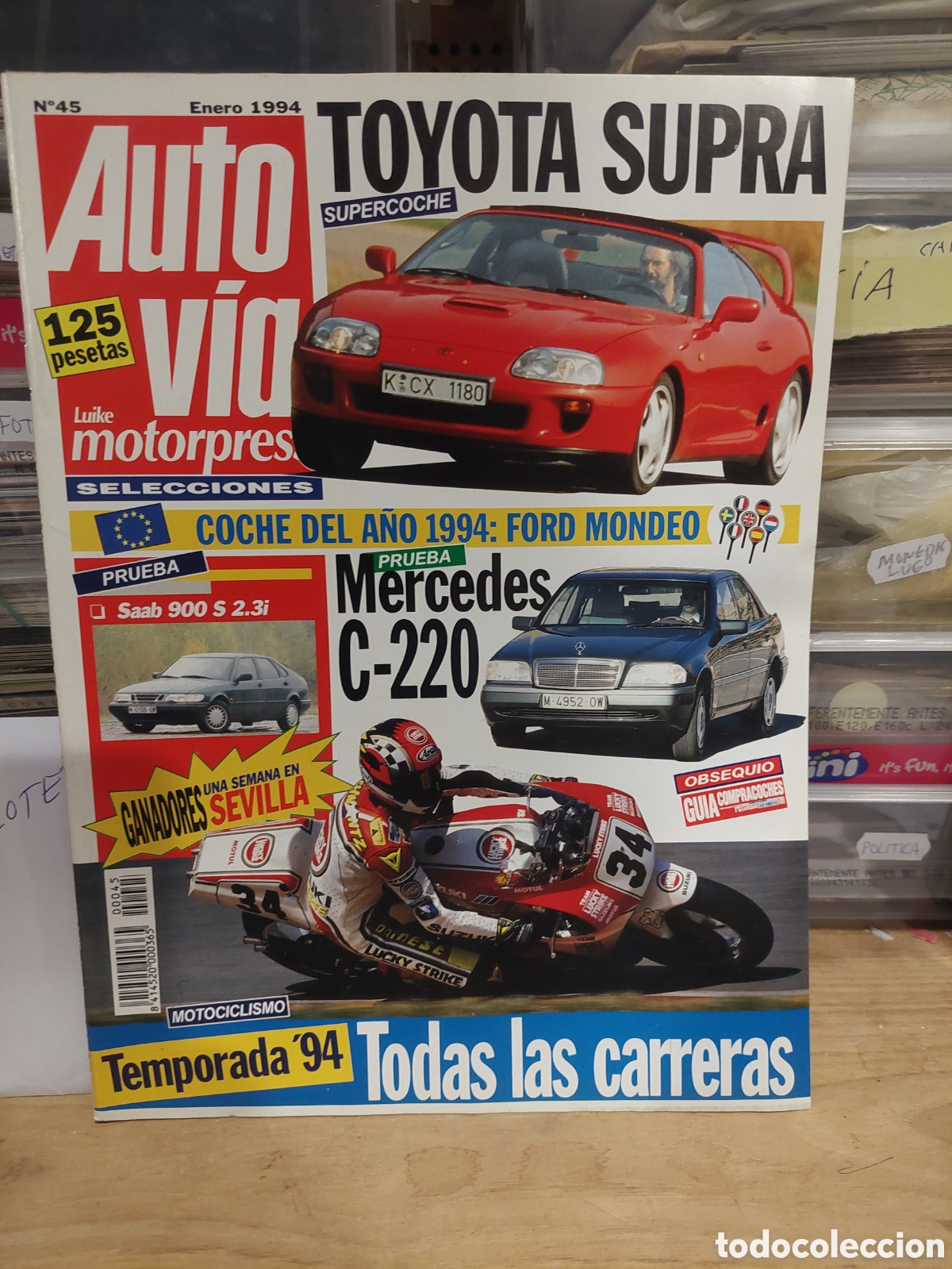 Coches: REVISTA CICHES Y MOTOS AUTO VIA 1994 N&Uacute;MERO 45 MERCEDES C 220 ,SAAB 900 S 2.3 i,todas carreras