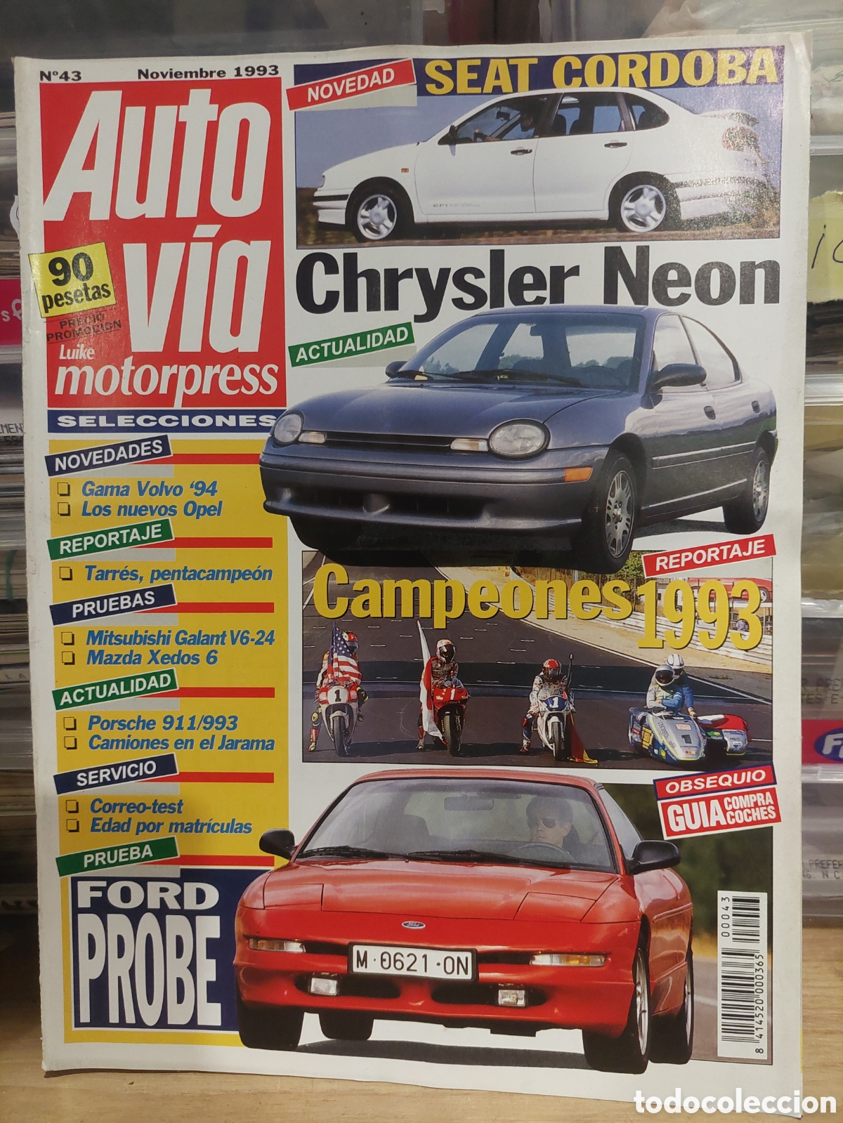 Coches: REVISTA AUTO VIA 1993 N&Uacute;MERO 43 CHYSLER NEON, SEAT C&Oacute;RDOBA, FORD PROBEPORCGE 912/993