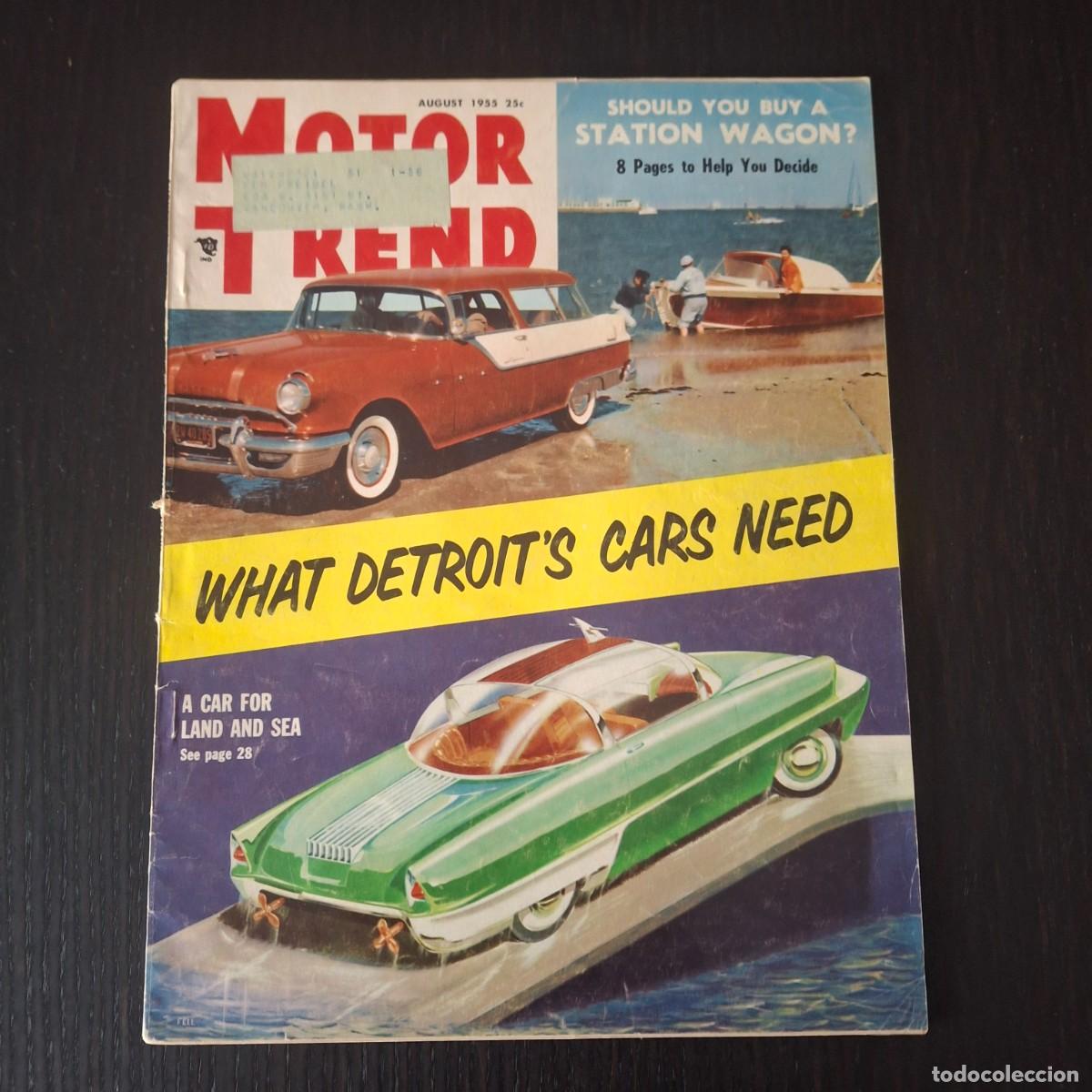 Coches: MOTOR TREND - AGOSTO 1955 - REVISTA AMERICANA - CHEVROLET CORVETTE V8 MG MICROCOCHE BISCUTER KAPI