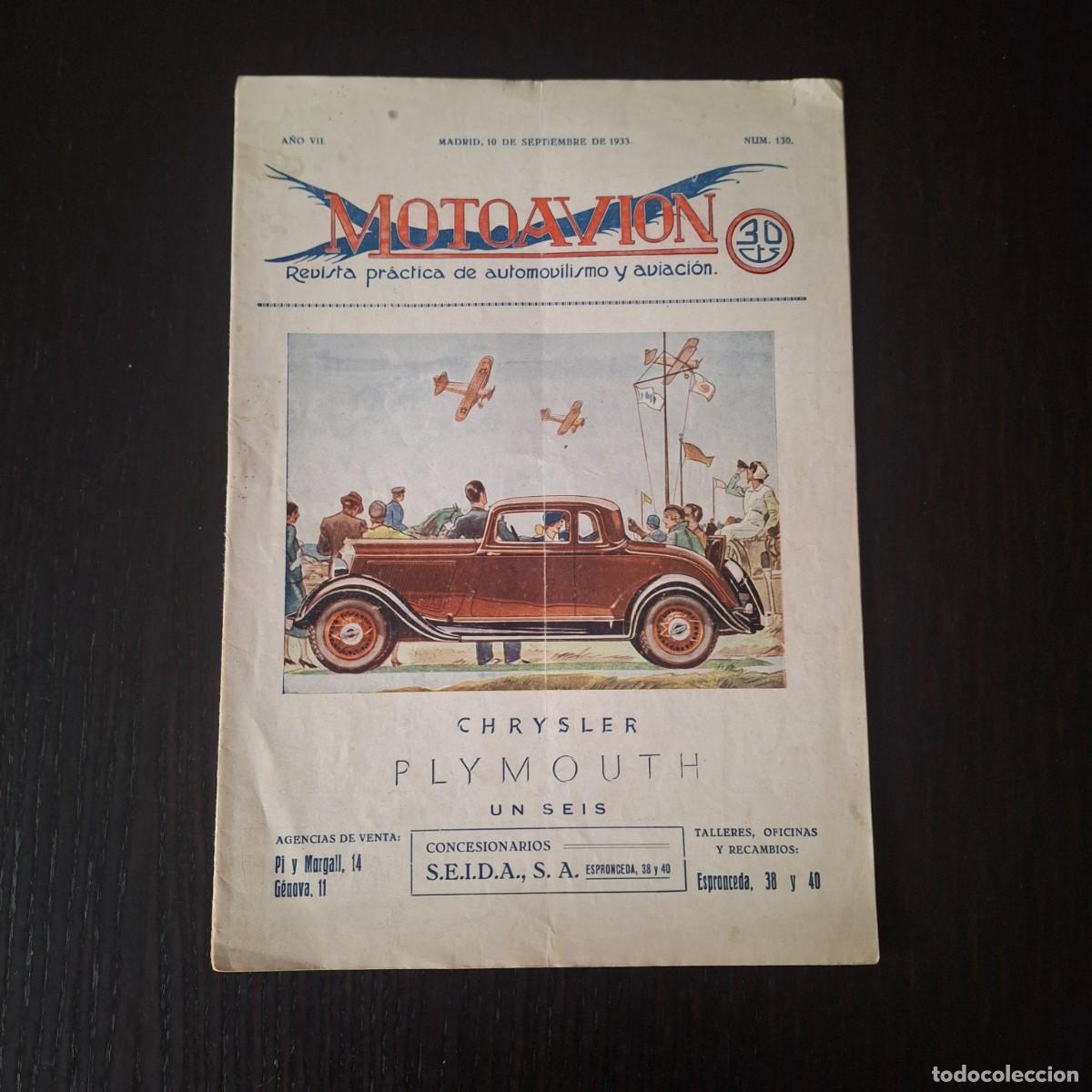 Coches: MOTOAVION N&ordm; 130 - REVISTA MOTOR AUTOMOVILISMO Y AVIACION - A&Ntilde;O 1933