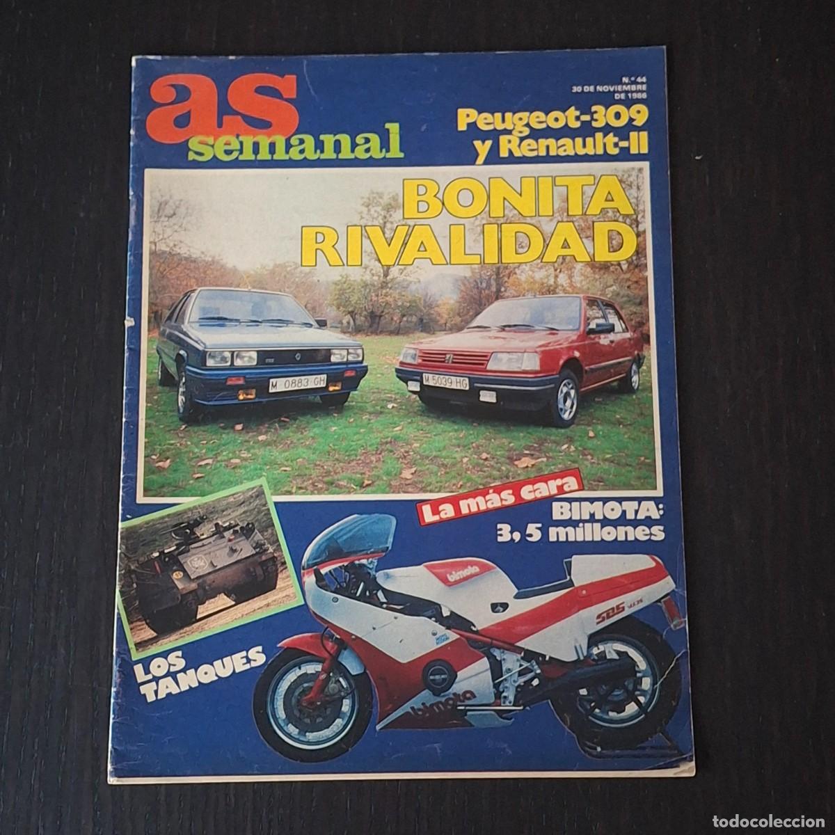 Coches: AS SEMANAL N&ordm; 44 - PEUGEOT 309 SR RENAULT 11 TXE BIMOTA SB5 SB-5 TANQUES RAMON MENDOZA FORMULA 1