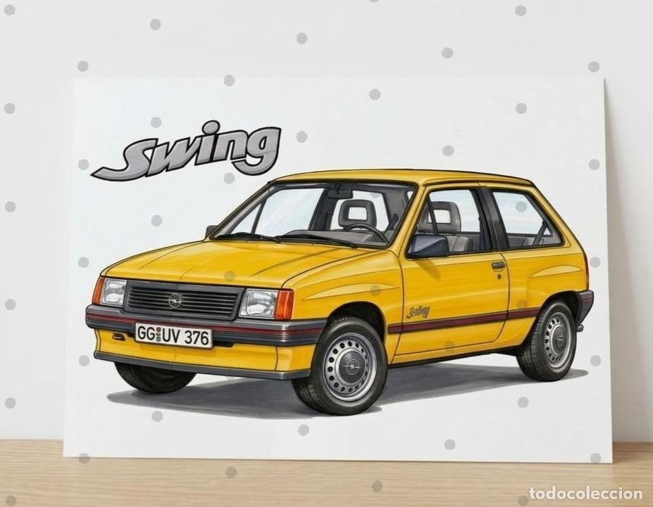 Auto: Opel Corsa A Swing cuadro dibujo p&oacute;ster colecci&oacute;n art print framed