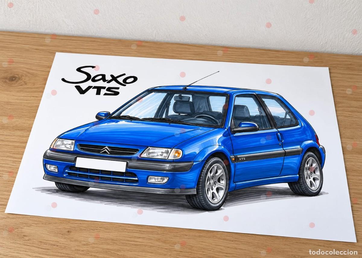 Auto: Citroen Saxo VTS cuadro dibujo p&oacute;ster colecci&oacute;n art print framed