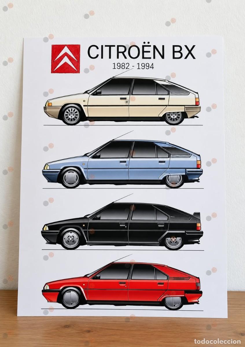Coches: Citro&euml;n bx cuadro dibujo A4 art print framed