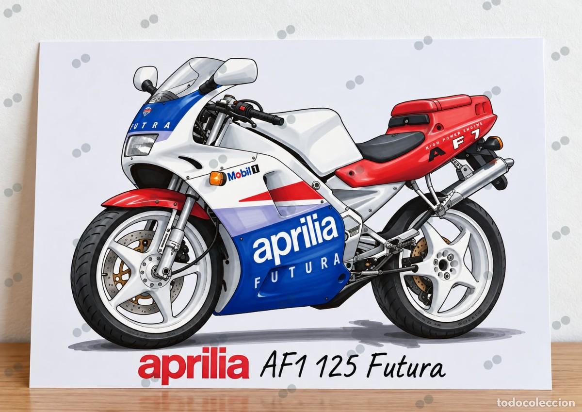 Coches: Aprilia AF1 125 Futura cuadro dibujo A4 art print framed