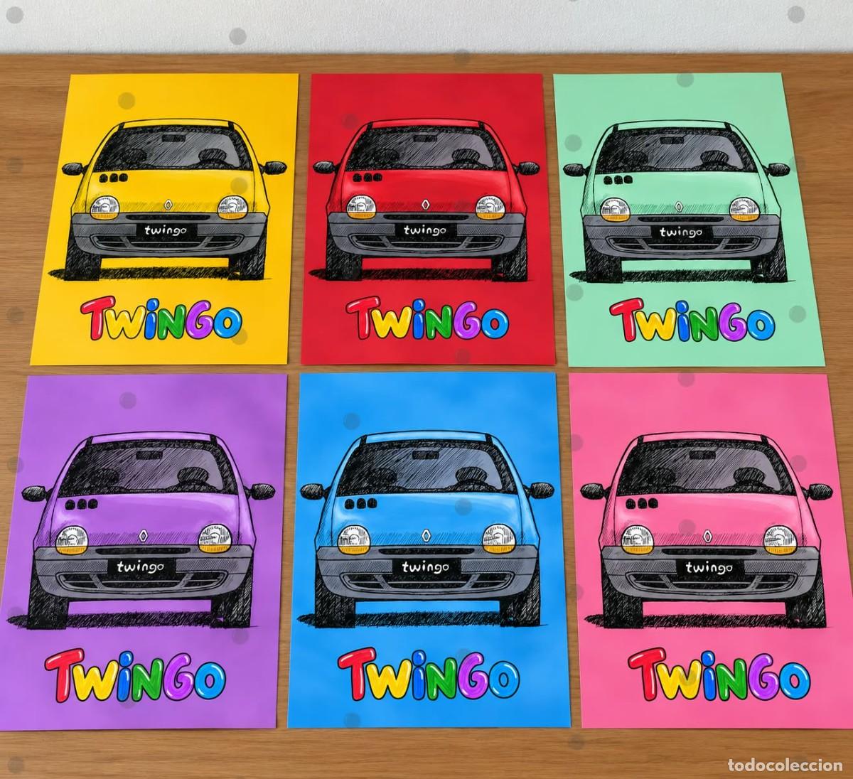 Coches: 6x Renault twingo cuadro dibujo A4 art print framed