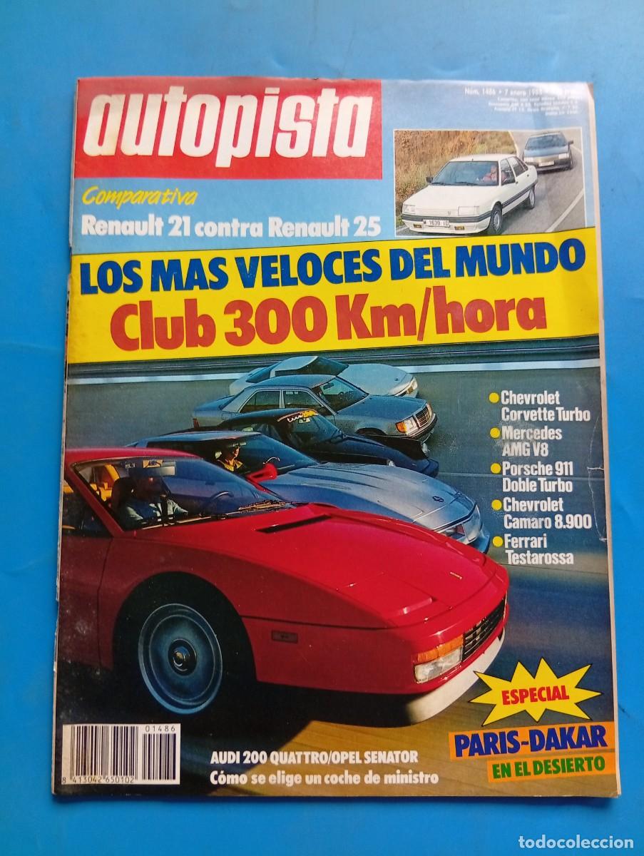 Coches: AUTOPISTA. N&ordm; 1486. A&Ntilde;O 1988. LOS MAS VELOCES DEL MUNDO. CLUB 300 KM/HORA. CHEVROLET CORVETTE.. LEER