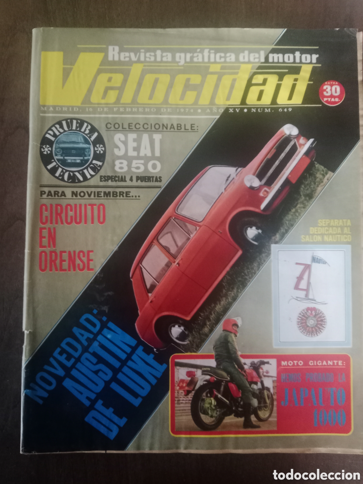 Coches: Revista velocidad n. 649 de 1974 autom&oacute;vil Seat