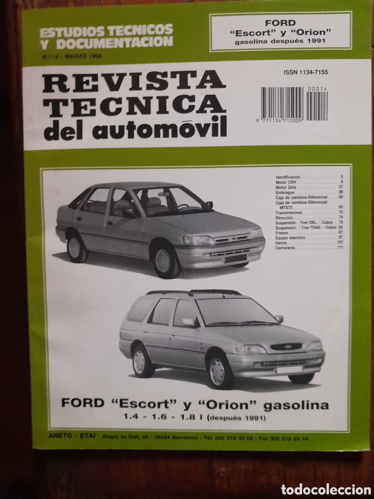 Coches: Revista t&eacute;cnica Ford Escort y Ford Orion a&ntilde;os 90
