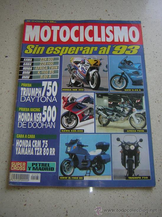 Coches y motocicletas: MOTOCICLISMO N&ordm; 1287 - OCT 1992 - TRIUMPH DAYTONA 750 / YAMAHA TZR 80 RR / HONDA CRM 75 - NSR 500
