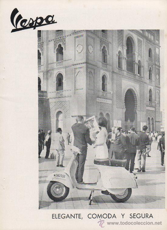 Coches y Motocicletas: HOJA DE ANUNCIO DE REVISTA DE MOTO VESPA PLAZA DE TOROS DE LAS VENTAS MADRID