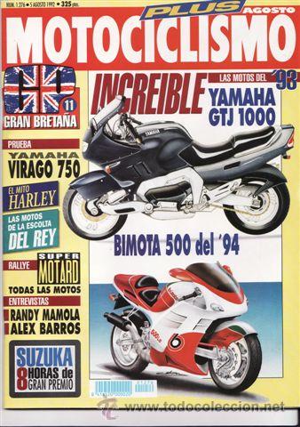 Autos und Motorr&auml;der: REVISTA MOTOCICLISMO N&ordm; 1276 A&Ntilde;O 1992. PRU: BIMOTA 500. YAMAHA XV 750 VIRAGO. CAGIVA SUPERCITY 75.