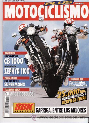Automobili e Motociclette: REVISTA MOTOCICLISMO N&ordm; 1319 A&Ntilde;O 1993. PRU:DUCATI SUPERMOTO.TRIUMPH TRIDENT 900. COMP: HONDA CB 1000