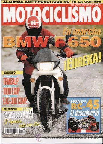 Voitures et Motocyclettes: REVISTA MOTOCICLISMO N&ordm; 1342 A&Ntilde;O 1993. CONT: BMW F650. KTM 300 EXC (94). NOVEDAD: HONDA RVF 750/RC45