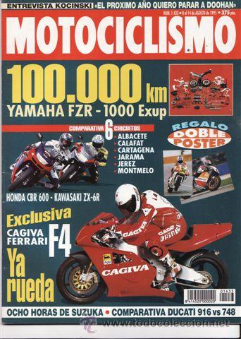 Autos und Motorr&auml;der: REVISTA MOTOCICLISMO N&ordm; 1433 A&Ntilde;O 1995. PRUEBA: YAMAHA FZR 600 EXUP. CAGIVA 750 F4. HUSQVARNA 410.