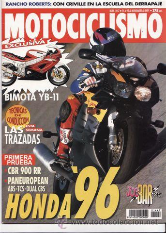 Voitures et Motocyclettes: REVISTA MOTOCICLISMO N&ordm; 1447 A&Ntilde;O 1995. PRUEBA: HONDA CBR 900 RR. HONDA PAN-EUROPEAN. APRILIA RSV 400