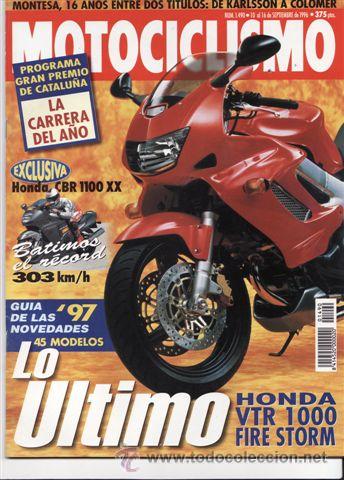 Voitures et Motocyclettes: REVISTA MOTOCICLISMO N&ordm; 1490 A&Ntilde;O 1996. PRU: HONDA 1100XX. HONDA VTR 1000.