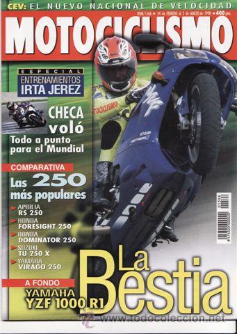 Autos und Motorr&auml;der: REVISTA MOTOCICLISMO N&ordm; 1566 A&Ntilde;O 1998. PRU: YAMAHA R1. COMP: HONDA PES 250 FORESIGHT, YAMAHA XV 250