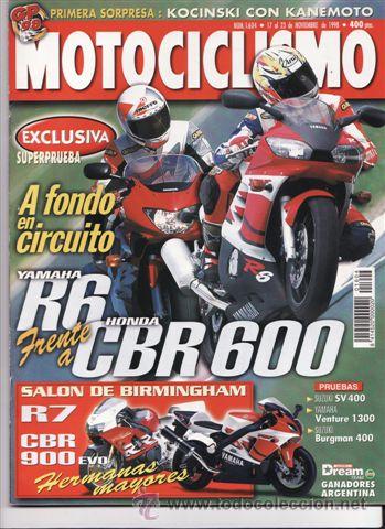 Cars and Motorcycles: REVISTA MOTOCICLISMO N&ordm; 1604 A&Ntilde;O 1998. PRU:YAMAHA ROYAL STAR AVENTURE 1300.COMP: YAMAHA YZF 600 R6 Y