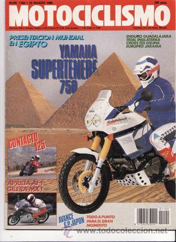 Coches y motocicletas: REVISTA MOTOCICLISMO N&ordm; 1100 A&Ntilde;O 1989. PRUEBA: YAMAHA 750 SUPERTENERE. PRUEBA: APRILIA AF-1 125. PRU