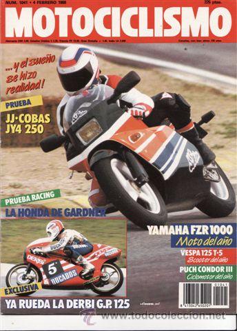 Automobili e Motociclette: REVISTA MOTOCICLISMO N&ordm; 1041 A&Ntilde;O 1988. PRUEBA: JJ COBAS JY-4 250. RACING: HONDA NSR 500 DE GARNER.