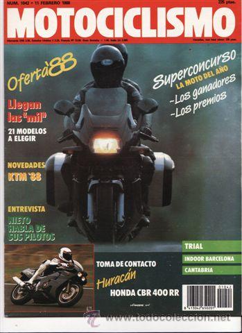Coches y motocicletas: REVISTA MOTOCICLISMO N&ordm; 1042 A&Ntilde;O 1988. TOMA DE CONTACTO: HONDA CBR 400 RR Y NSR 250 R. GAMA: KTM (88