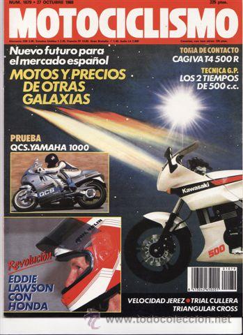 Coches y motocicletas: REVISTA MOTOCICLISMO N&ordm; 1079 A&Ntilde;O 1988. PRUEBA: OCS YAMAHA FZR 1000. PRUEBA: CAGIVA T 500 R. REPORTAJ