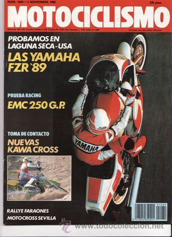 Coches y motocicletas: REVISTA MOTOCICLISMO N&ordm; 1080 A&Ntilde;O 1988. PRUEBA: YAMAHA FZR 1000. MORINI NEW YORK. RACING: EMC 250 .