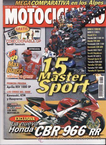 Cars and Motorcycles: REVISTA MOTOCICLISMO N&ordm; 1641 A&Ntilde;O 1999. PRUEBA: HONDA CBR 900 RR. APRILIA RSV MILLE SP ED. LIMITADA.