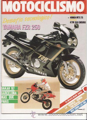 Coches y motocicletas: REVISTA MOTOCICLISMO N&ordm; 986 A&Ntilde;O 1987. TECNICA: YAMAHA FZR 250. PRUEBA: HONDA MTS 75. REPORTAJES Y DE