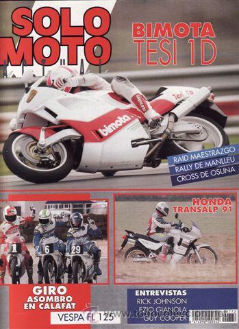 Coches y Motocicletas: REVISTA SOLO MOTO ACTUAL N&ordm; 772 A&Ntilde;O 1991. PRU: VESPA 125 ELESTART. HONDA XL 600 V TRANSALP (91).
