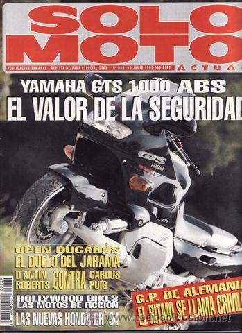 Coches y motocicletas: REVISTA SOLO MOTO ACTUAL N&ordm; 889 A&Ntilde;O 1993. PRUEBA: YAMAHA GTS 1000 ABS.