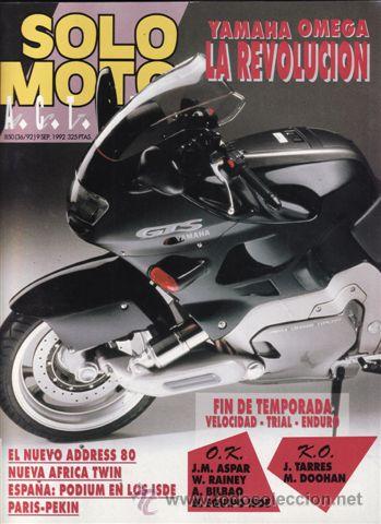 Automobili e Motociclette: REVISTA SOLO MOTO ACTUAL N&ordm; 850 A&Ntilde;O 1992. PRUEBA: YAMAHA GTS 1000.