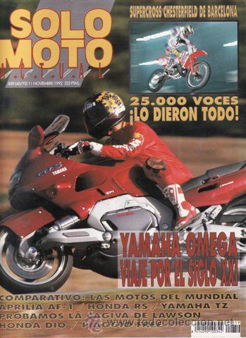 Automobili e Motociclette: REVISTA SOLO MOTO ACTUAL N&ordm; 859 A&Ntilde;O 1992. PRUEBA: YAMAHA OMEGA. GILERA FREE. COMP: HONDA RS 250