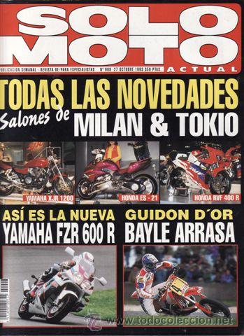 Coches y motocicletas: REVISTA SOLO MOTO ACTUAL N&ordm; 908 A&Ntilde;O 1993. PRUEBA: YAMAHA FZR 600 R. REPORTAJES Y DEPORTE PREGUNTAR.