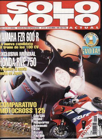 Cars and Motorcycles: REVISTA SOLO MOTO ACTUAL N&ordm; 914 A&Ntilde;O 1993. PRU: YAMAHA FZR 600 R. HONDA RVT 750. COMP: HONDA CR 125,