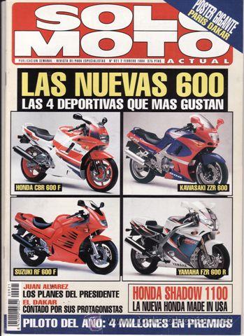 Automobili e Motociclette: REVISTA SOLO MOTO ACTUAL N&ordm; 921 A&Ntilde;O 1994. PRU:HONDA SHADOW 1100.TRIUMPH SUPER III. RAC:CAGIVA JORDI.